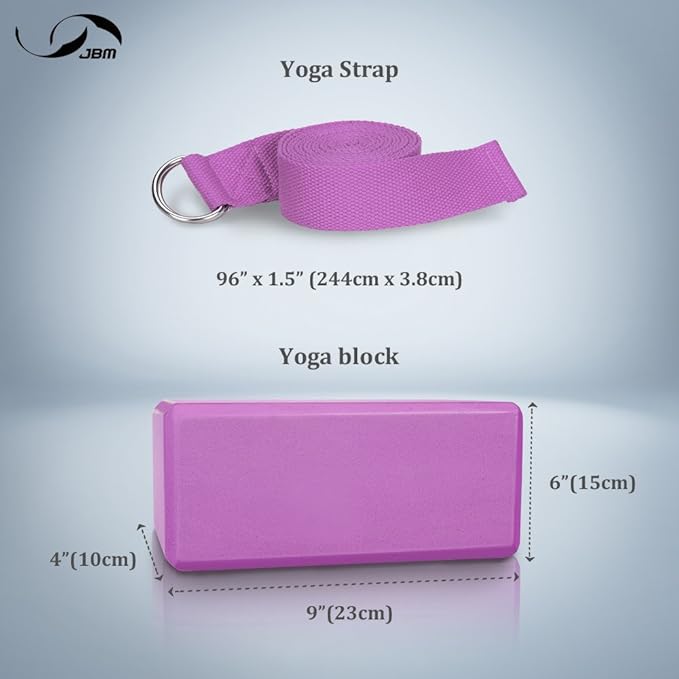 JBM Yoga Blocks 2 Pack with Strap, Cork Block 2 Pack EVA Foam Yoga Bricks Set,Stretch Blocks