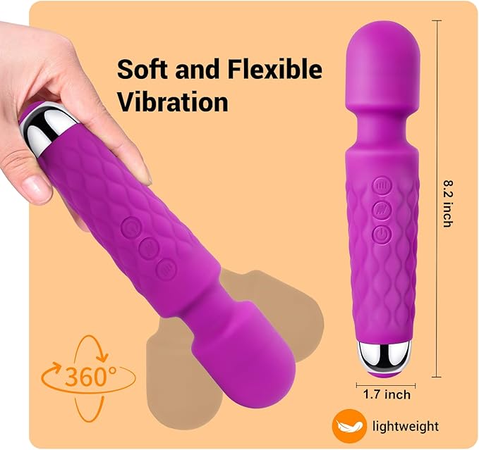Personal Wand Massager, Power Wand Wireless Rechargeable Handheld Vibrating Massager, Body Massaging for Woman Back Neck Muscle Aches