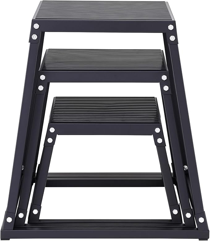 VEVOR Plyometric Platform Box, Plyometric Jump Box, Fitness Steel Plyo Box for Home Gym Jump Training, Crossfit, Conditioning, Strength Training, Black