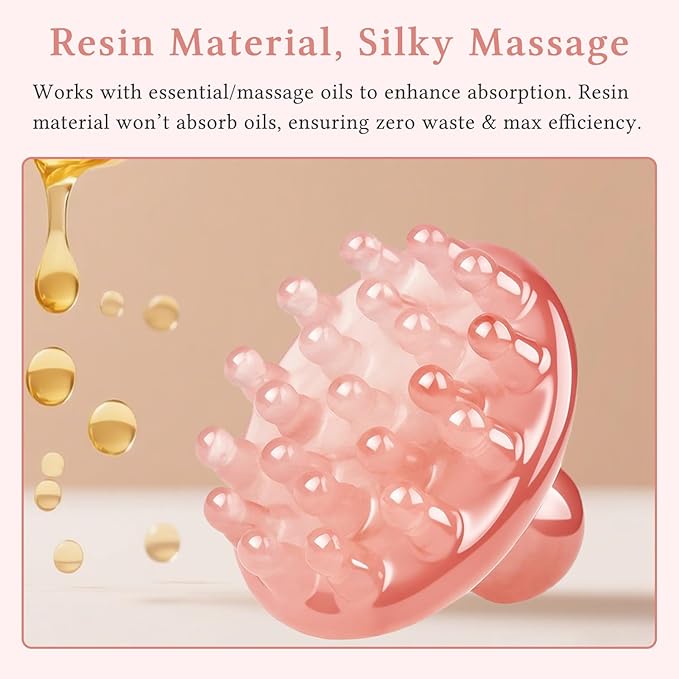 GSHOW Scalp Massage Tool - 21 Long Rounded Teeth Resin Manual Handheld Massager for Lymphatic Drainage & Cellulite Massage - Full-Body Gua Sha Comb for Men Women