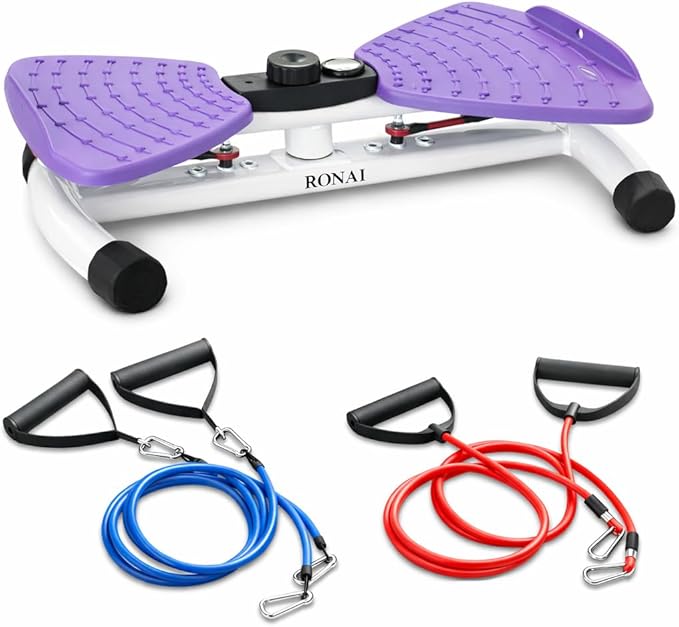 Ronai Waist Twister Machine with Resistance Bands – Adjustable Ab Twister Board for Home Fitness, Dual Pedals, Quiet Rotation, Tracks Time/Reps/Calories, 300 Lbs Capacity