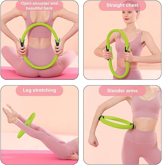 Pilates Ring Fitness Circle 14.96" Yoga Rings Magic Circle with Dual Padded Handles for Toning Arms, Thighs/Legs & Core