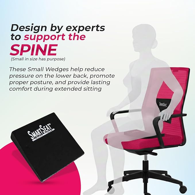 SmartSeat Wedges for Back, Knee & Sit Bone Support Posture Correction Pain Relief and Comfort Ideal for Office Chairs, Home Seating, Yoga, Meditation and Pilates Practice, Small Foam Wedges Pack of 2