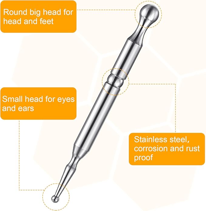Stainless Steel Acupressure Bar Massage Pen Manual Acupressure Pen-Deep Tissue Massage Tool Relaxing Acupuncture Tools Massage Tools for Full Body Relaxing