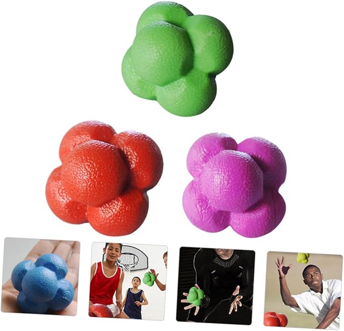 3pcs Hexagonal Reaction Balls for Agility Training Fitness Agile Balls for Hand Eye Coordination Reflex Improvement and Home Workout Equipment Random Color