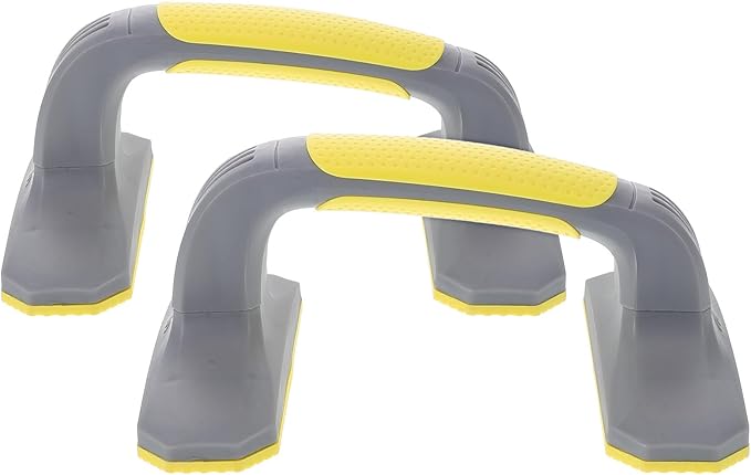 Push up Bars Portable Gym Equipment Non-slip Plastic Handles Gray Yellow 1 Pair Home Workout Fitness Strength Training Pushup Stands for Men Women