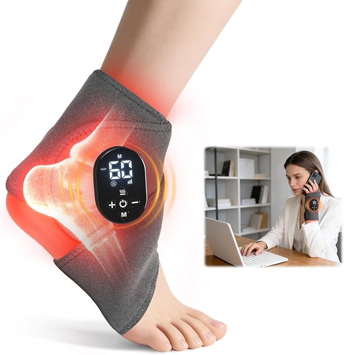 Foot Renew Massager for Neuropathy, with Red Light Therapy for Feet & Ankle, Infrared Neuropathy Foot Massager with Heat, 8 Massage Modes, 20 Intensity Levels, Wearable Ankle & Body Massager