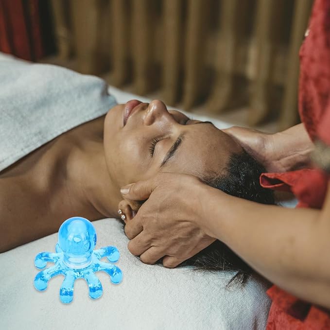 Octopus Massager 2 Pack Portable Handheld Scalp and Body Massage Tool Self Pressure Point Tool 3.93 Inch for Neck Head Relaxation, Blue