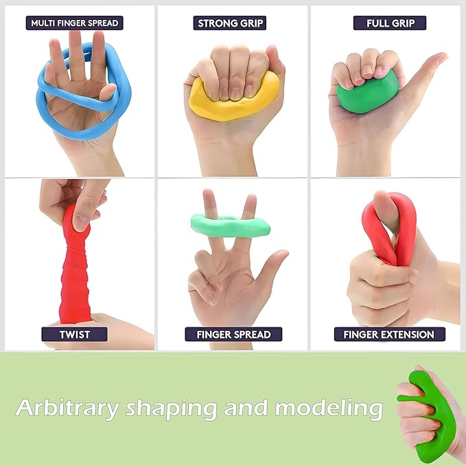 Hand Therapy Putty Kit, Grip Strength Trainer, Forearm Strengthener, Stress Balls, Hand Strengthening Devices 13Pcs Set Grip Strength, Dexterity, Mobility, Injury Stress Relief