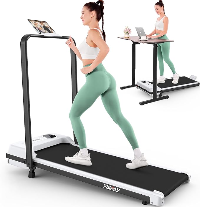 FUNMILY Upgrade Walking Pad Folding Treadmill with 12%/15% & Handle Bar, 3.5HP Foldable Under Desk Compact Treadmills for Home/Office/Gym, 400+lb Capacity, Shock Absorption
