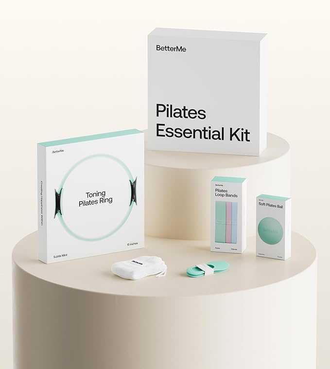 BetterMe Pilates Essential Kit - Pilates Ring, Long Resistance Bands, Pilates Loop Bands, Ball and More - Complete Home Pilates Kit for Women