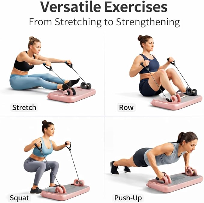 Pilates Exercise Board for Women – Adjustable Resistance Home Workout Board with Resistance Bands, Full Body Toning, Core Strength & Flexibility Training for Indoor Fitness