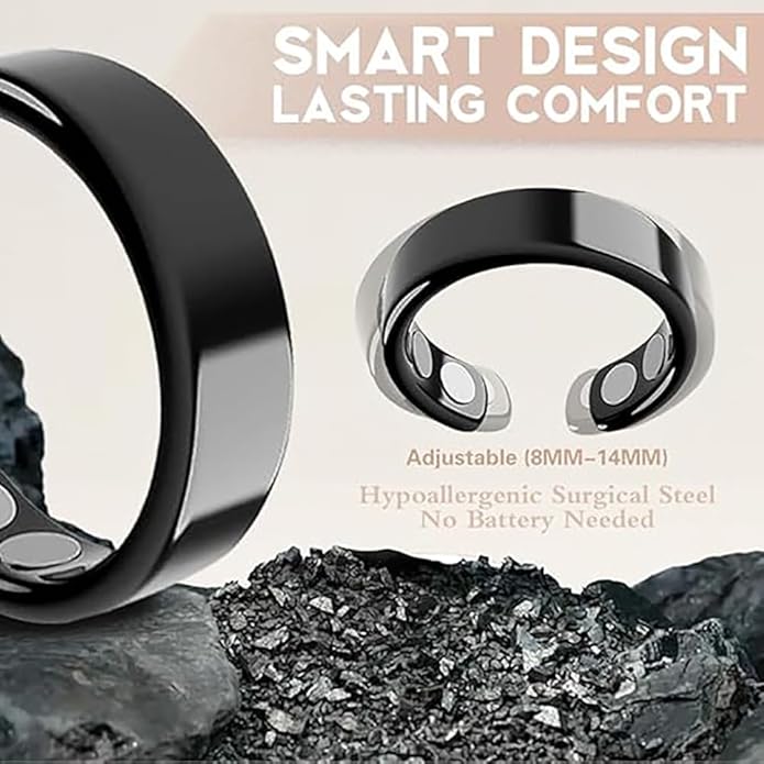 Stainless steel lymphatic magnetic therapy ring, adjustable fatigue relief sleep magnetic finger ring, open magnet unisex ring