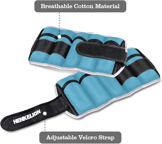 Henkelion 1 Pair 2 3 5 10 Lbs Adjustable Ankle Weights for Women Men Kids, Strength Training Wrist and Ankle Weights Sets for Gym, Fitness Workout, Running, Lifting - Black Grey Pink Blue Purple