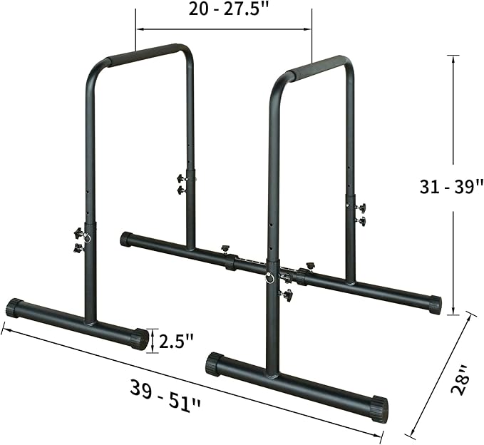 Power Tower Dip Station Pull Up Bar Stand Heavy Duty 550 LBS Capacity, Adjustable Height Multi-Function Home Gym Equipment for Pull Ups Dips Push Ups Strength Training