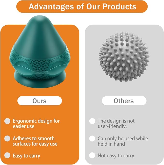 Trigger Point Massage Ball Deep Tissue, Manual Massage Balls Kit with Suction Cup to Relieve Muscle Pain and Tension in The Back, Neck, arms, Shoulders and Legs (Green)