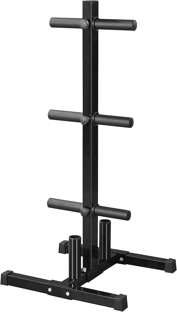 Yaheetech 2in Weight Plate Rack Tree & 2 Barbell Bar Holders Olympic Weight Organizer Storage Stand, Holds Up to 882 lbs
