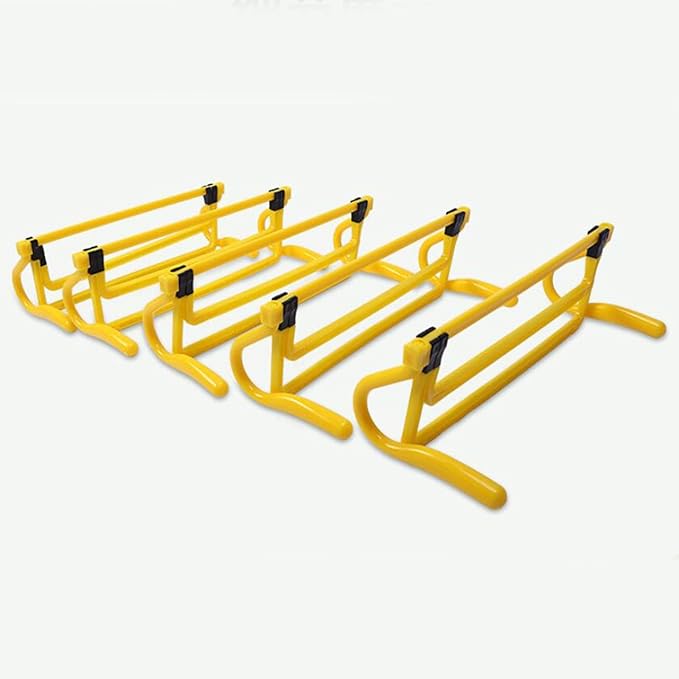5Pcs Agility Training Hurdles Agility Speed Training Equipment Adjustable Height for Soccer Outdoor Sports Foot Exercise, Yellow