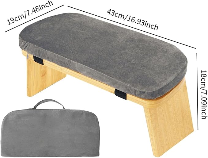 Meditation Bench with Cushion Ergonomic Anti Slip Modern Chair Kneeling Stool Comfort for Home Office Living Room, Gray