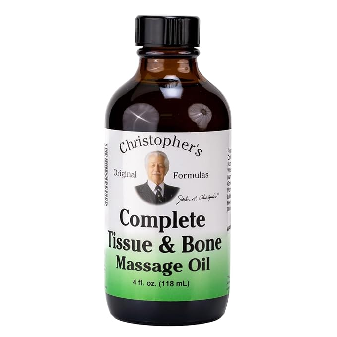 Christopher’s Original Formulas Complete Tissue & Bone Massage Oil, 4 fl oz | Herbal Topical Oil for Massage & Skin Care