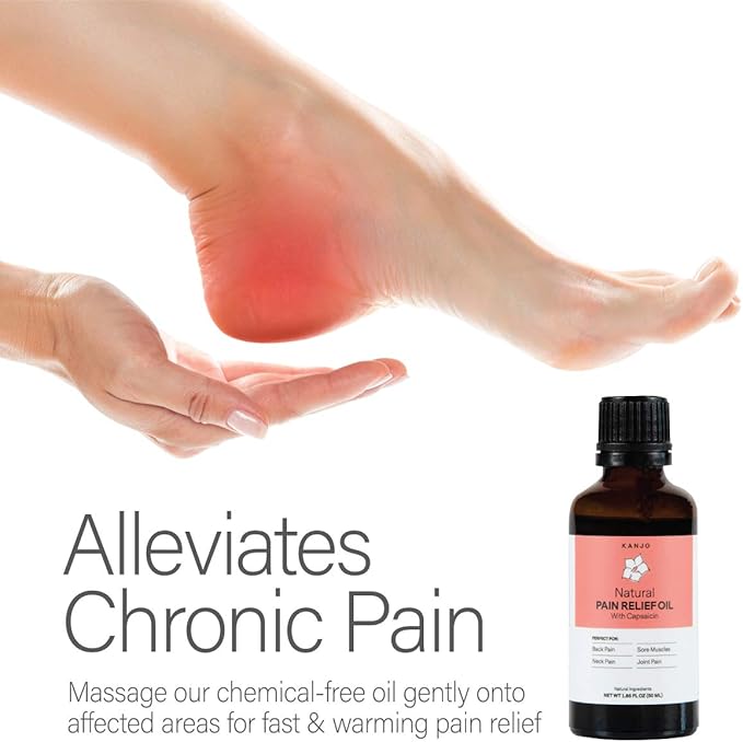 Kanjo Natural Pain Relief Oil | for Back & Neck, Joints & Muscles | Helps Soothe Sore Muscles with Warming Capsaicin & Natural Oils