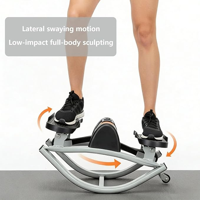 Rock Stepper Lateral Rocking Fitness Stepper U-Shaped Swing Fitness Equipment Equipped with a Digital Display/Resistance Band Lightweight and Portable Suitable for Home Apartment