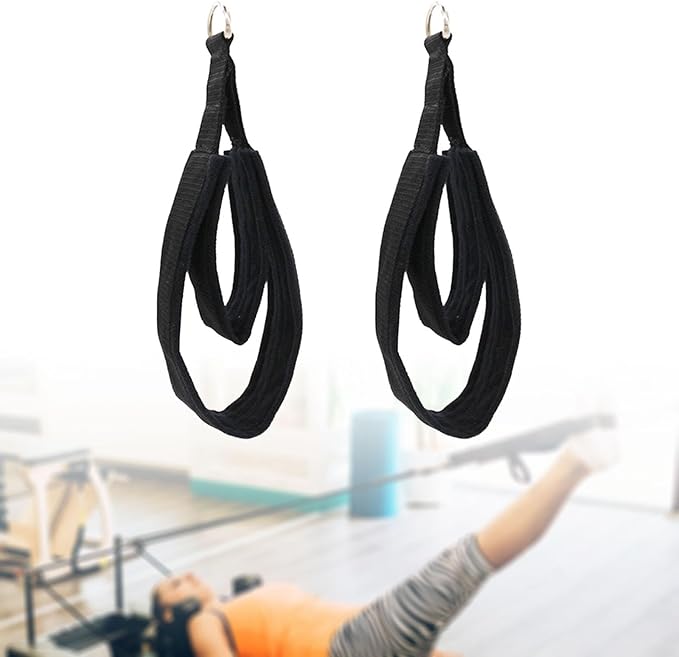 Generic 2Pcs Pilates Straps for Reformer, Comfortable Grip Nonslip Handle D Rings Straps Pilates Double Loop Straps Fitness Equipment for Women Men Home Gym