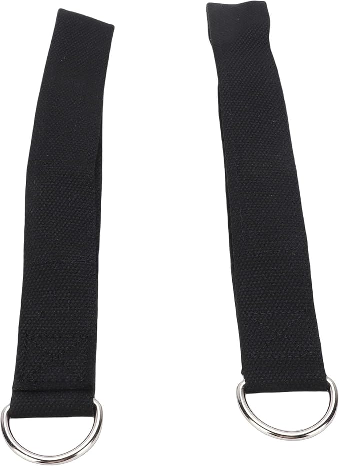 SUNGOOYUE Pilates Straps, Double Loop Exercise Wrist Band with D Buckle for Home Gym Fitness Workouts, Soft Black Cotton Neoprene, 2PCS for Strength and Flexibility Training