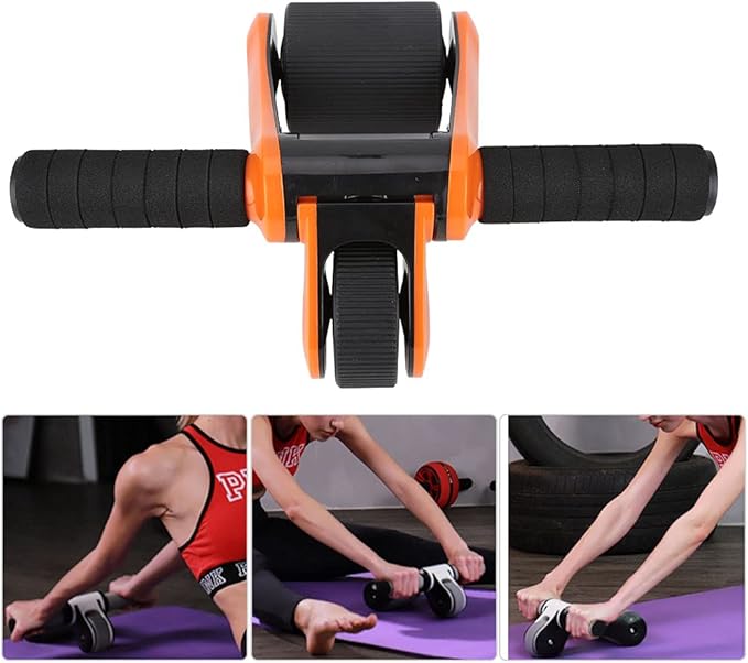2 Wheels Ab Roller Wheel Abdominal Exerciser with Knee Pad Home Fitness Equipment