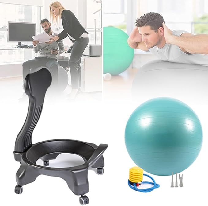 Yoga Ball Chair,Fitness Balance Ball Chair,Balance Ball Chair,Exercise Stability Yoga Ball Chair,for Exercise & Balance (Green)