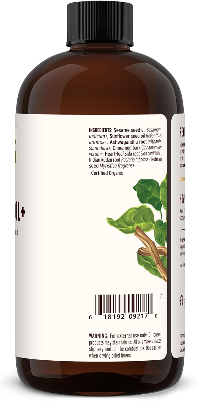 Banyan Botanicals Ashwagandha Oil+ – Organic Herbal Oil – Comforting Sore Muscle Massage Oil for Post-Workout Recovery – 24 oz – Non GMO Sustainably Sourced Ayurvedic Physician Formulated