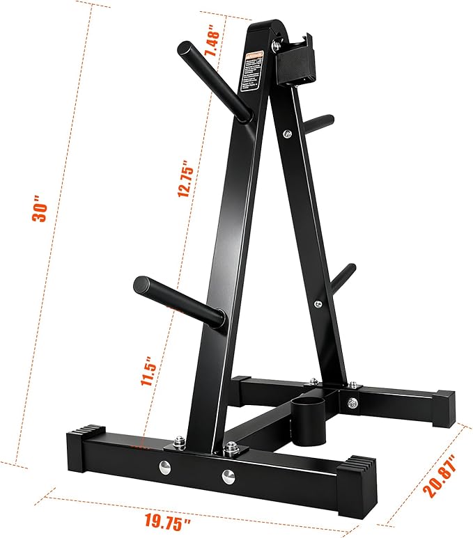 Luwint Weight Plate Tree Rack with Barbell Storage for Home Gym