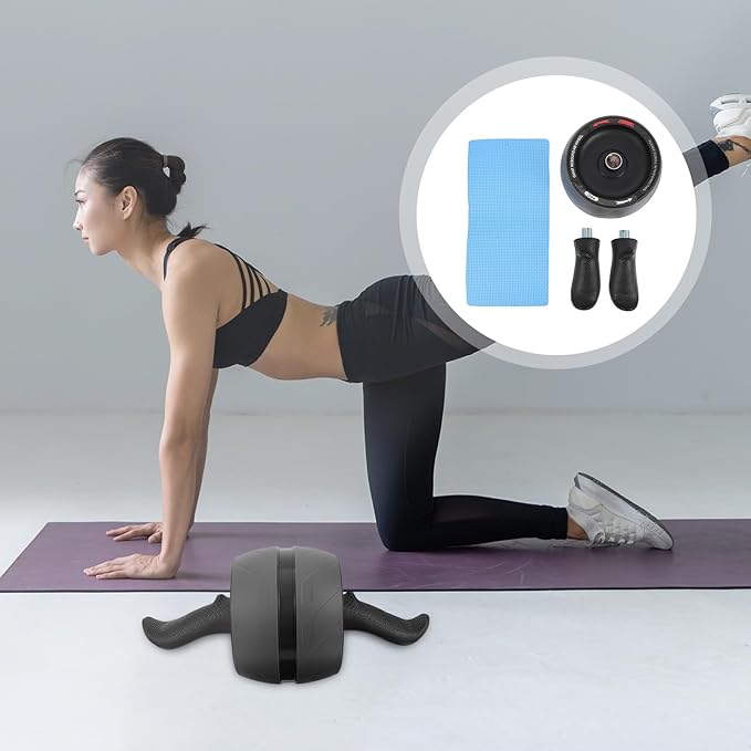 TOYANDONA Ab Roller Wheel Fitness Roller Abs Core Training Exercise Wheel with Automatic Rebound for Home Gym Abdominal Workout Men Women