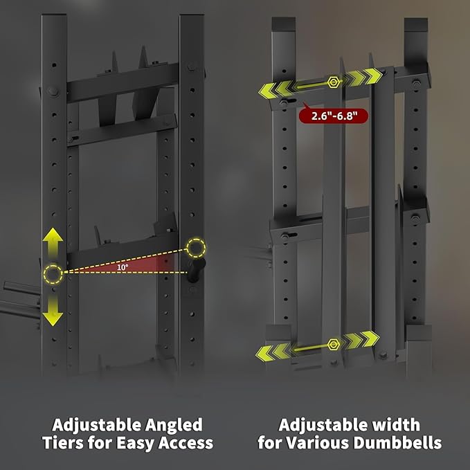 3-Tier Dumbbell Rack, 1800LB Capacity with Barbell Holder, Adjustable Heavy-Duty Weight Rack for Home Gym, Weight Stand for Dumbbells, Kettlebells & Weight Plates (Rack Only)