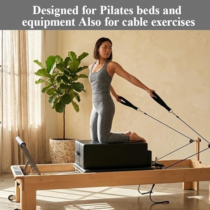 2PCS Pilates Straps Soft Padded Handles, Durable Pilates Double Loop D-Ring Straps,Pilates Straps for Reformer,Home Gym & Yoga Workout Exercise Accessories