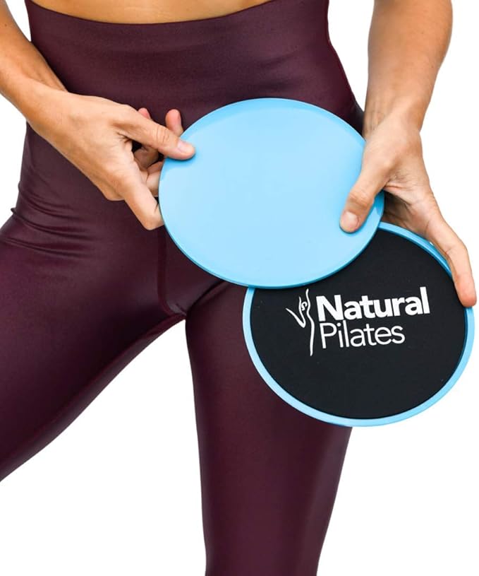 Natural Pilates Core Sliders - Dual Sided Sliders for Workouts on Carpet & Hardwood Floors, Exercise Sliders for Abs Legs and Butt, Ab disc Sliders for Workout, Core disc Sliders for Carpet