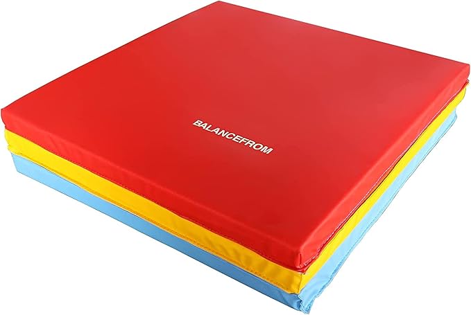 BalanceFrom 6x2 Feet 3-Panel Folding Gymnastics Mat – 2-Inch Thick Pad with Vinyl Surface and Carrying Handles for Tumbling, Yoga, Pilates, Home Workouts, and Martial Arts
