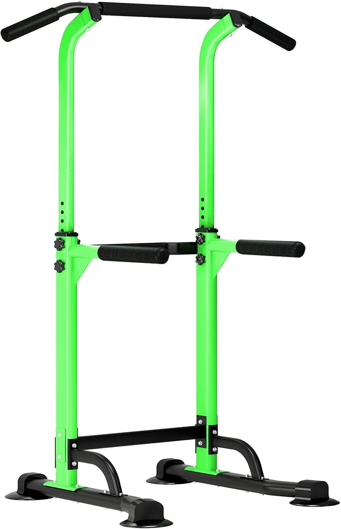 DlandHome Power Tower Pull Up Dip Station Multi-Function Fitness Equipment for Strength Training Adjustable Height Dip Stand for Home Gym