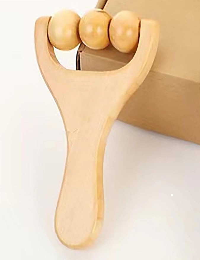 Wooden Massage Roller， Back Roller Massager Tools，Wooden Bead Massage Tool for Leg and arm Tissue Relief