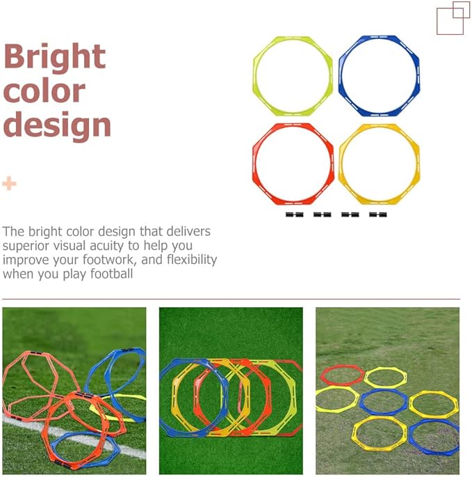 BESPORTBLE 4Pcs Agility Training Equipment, Football Training Circle Adult Soccer Ball Basketball Outdoor Trains for Adults Sports Agility Football Training Ring Ladder Footwork, Multi-Function Agilit