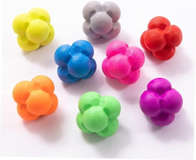 3pcs Hexagonal Reaction Ball Set High Elasticity Fitness Agile Training Balls for Exercise and Agility Training Suitable for Skill Levels Random Color