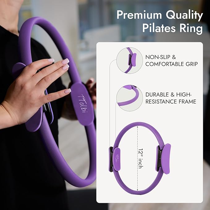 Pilates Equipment - 10-in-1 Pilates Ring and Ball Set | Home Pilates Essentials Kit for Women & Accessories for at Home Workouts to Tone, Strengthen, Balance & Improve Flexibility