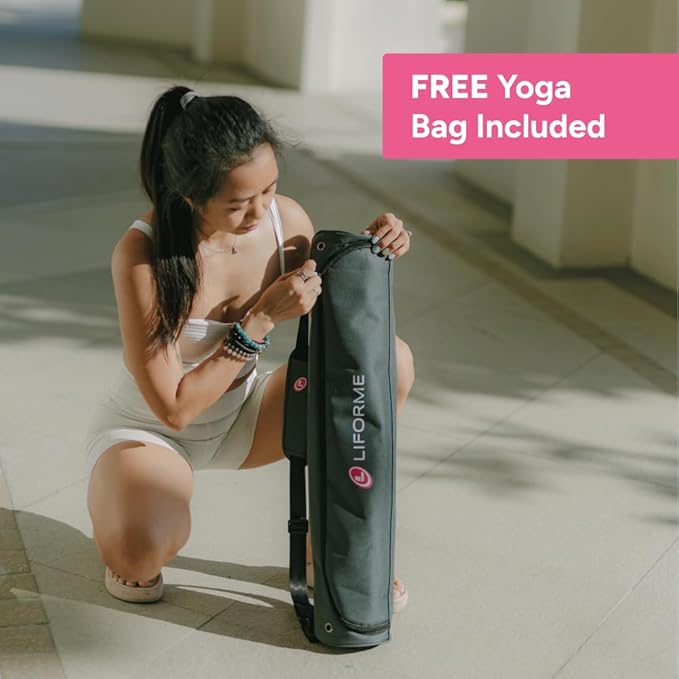 Liforme Special Yoga Mat – Free Yoga Bag Included - Patented Alignment System, Warrior-like Grip, Non-slip, Eco-friendly, Sweat-Resistant, Long, Wide, 4.2mm thick mat for comfort