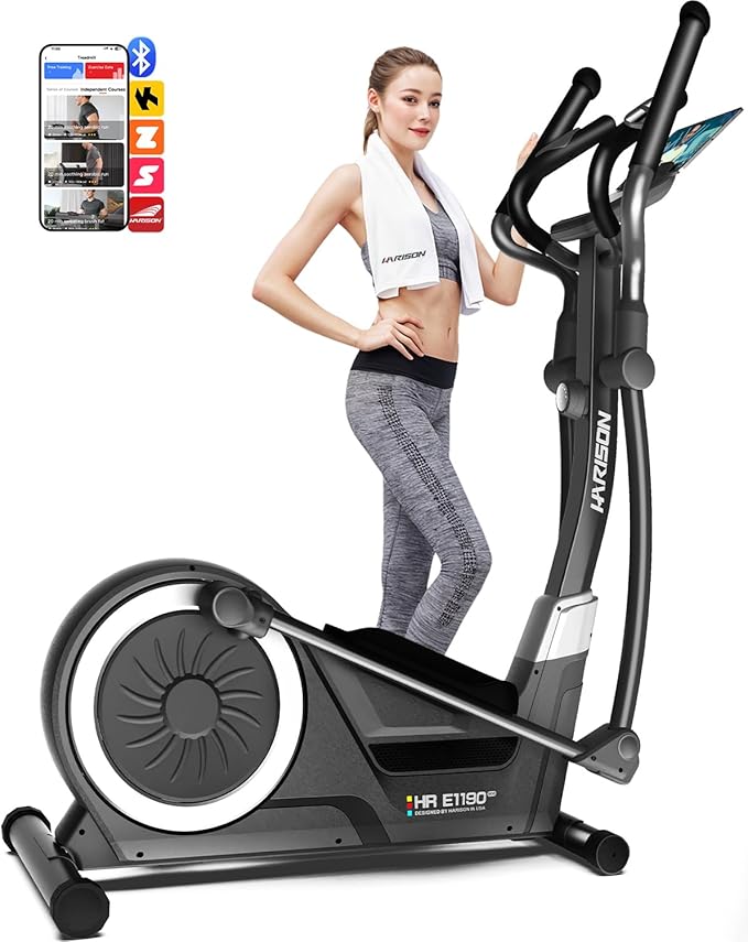 HARISON Elliptical Machine for Home 350 LBS Capacity, Magnetic Elliptical Exercise Machine with 16-Level Resistance Control, Elliptical Trainer