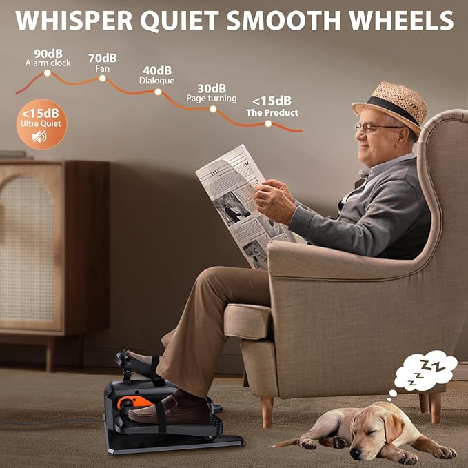 Under Desk Elliptical Machine, Electric Elliptical as Seen on TV for Seniors Adults with 15 Adjustable Speed, Quiet & Portable Electric Seated Pedal Exerciser with Remote Control & 5 Auto Mode