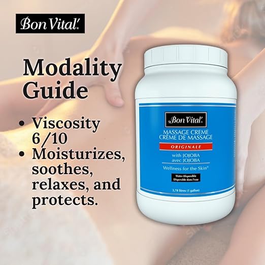 Bon Vital' Original Massage Crème for a Versatile Massage Foundation to Relax Sore Muscles & Repair Dry Skin, Revitalize Skin and Lock in Moisture, Allows for Muscle Manipulation, 1 Gallon Jar