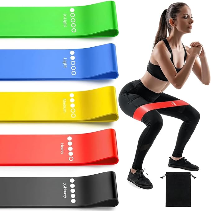5 PCS Resistance Bands for Working Out, Elastic Exercice Loop Bands for Physical Therapy, Yoga Starter Set of Stretch Bands for Booty Legs, Pilates Flexbands