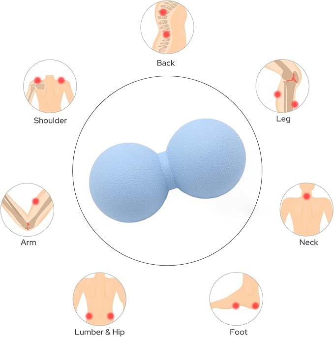 Hard Peanut Massage Ball, Double Lacrosse Massage Ball. Deep Tissue Massage Roller Mobility Ball for Physical Therapy Myofascial Release Muscle Relaxer Acupoint Massage (Blue)