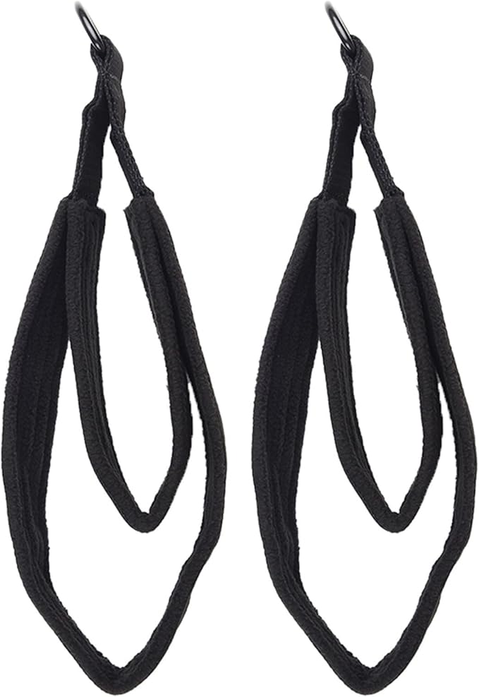 Non Slip Pilates Foot Straps for Reformer Fitness Equipment, Double Loop Exercise Resistance Bands with D-Rings, 2 Pack Cotton Webbing & Polar Fleece Material,