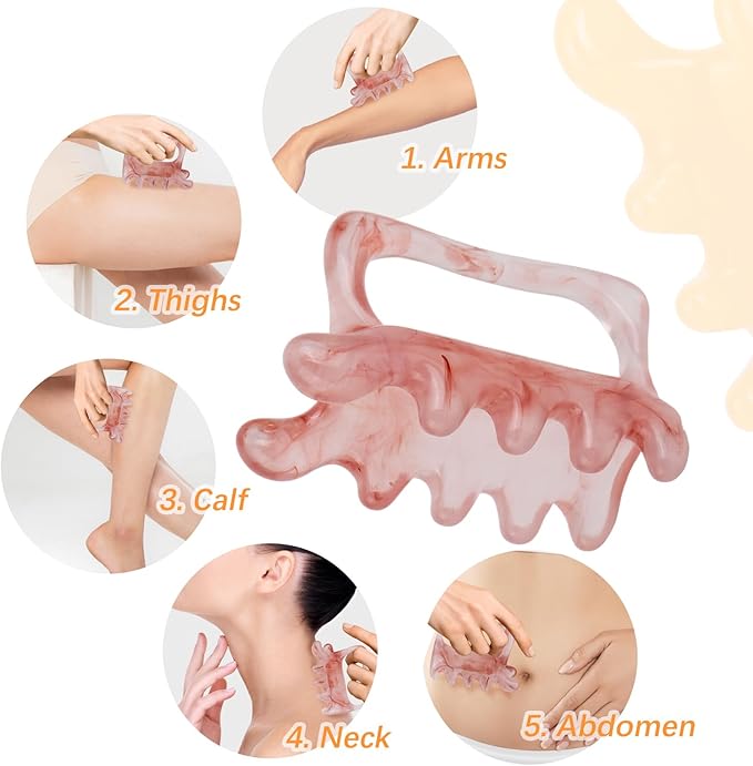 Fascia & Scalp Massage Tool Set, Portable Myofascial Release Massager for Muscle Knots Cellulite Head Massager for Hair Growth (Amber)
